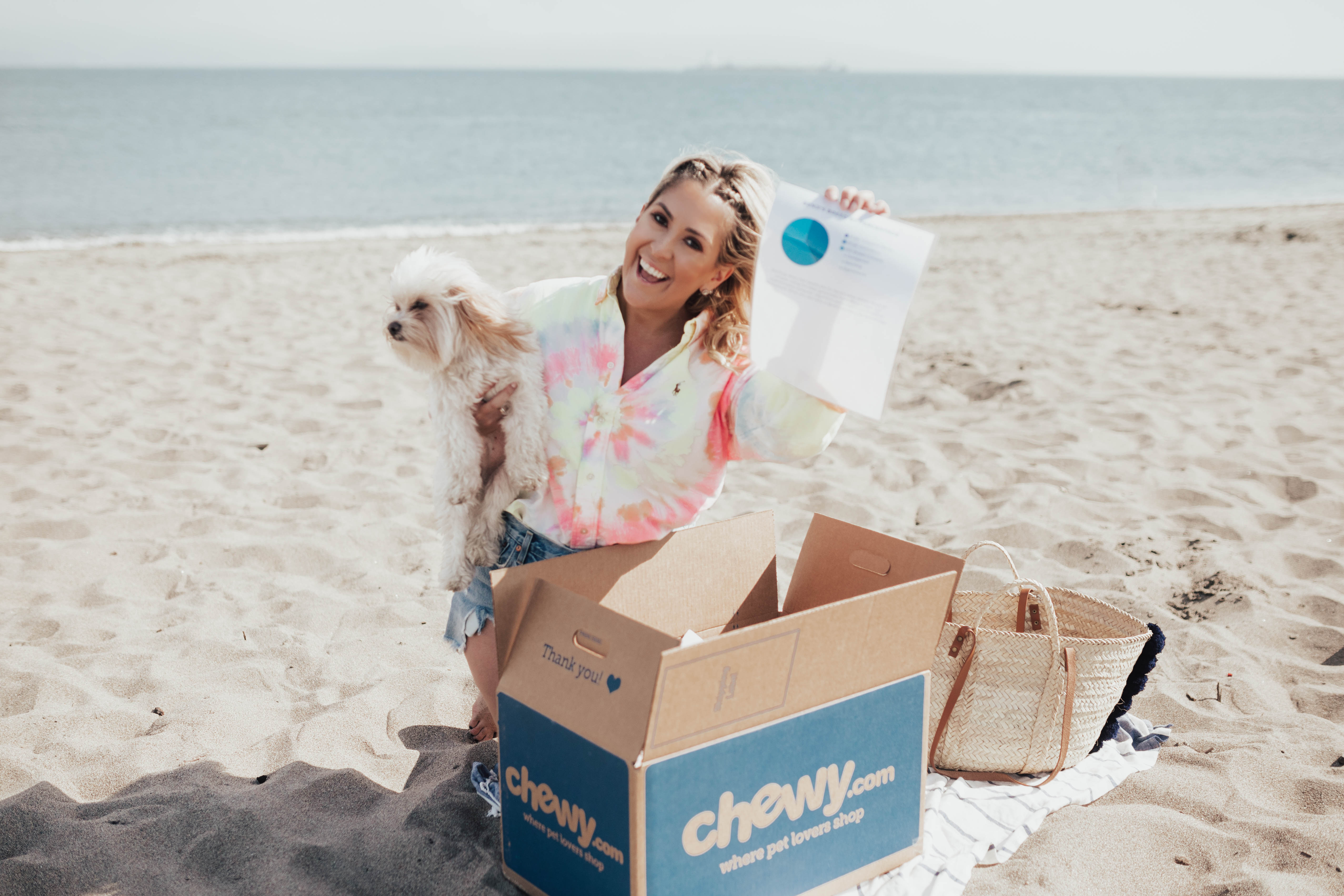 Fashion blogger KatWalkSF shares the results on the beach of his Chewy Wisdom Panel 3.0 Breed Identification Dog DNA Test Kit