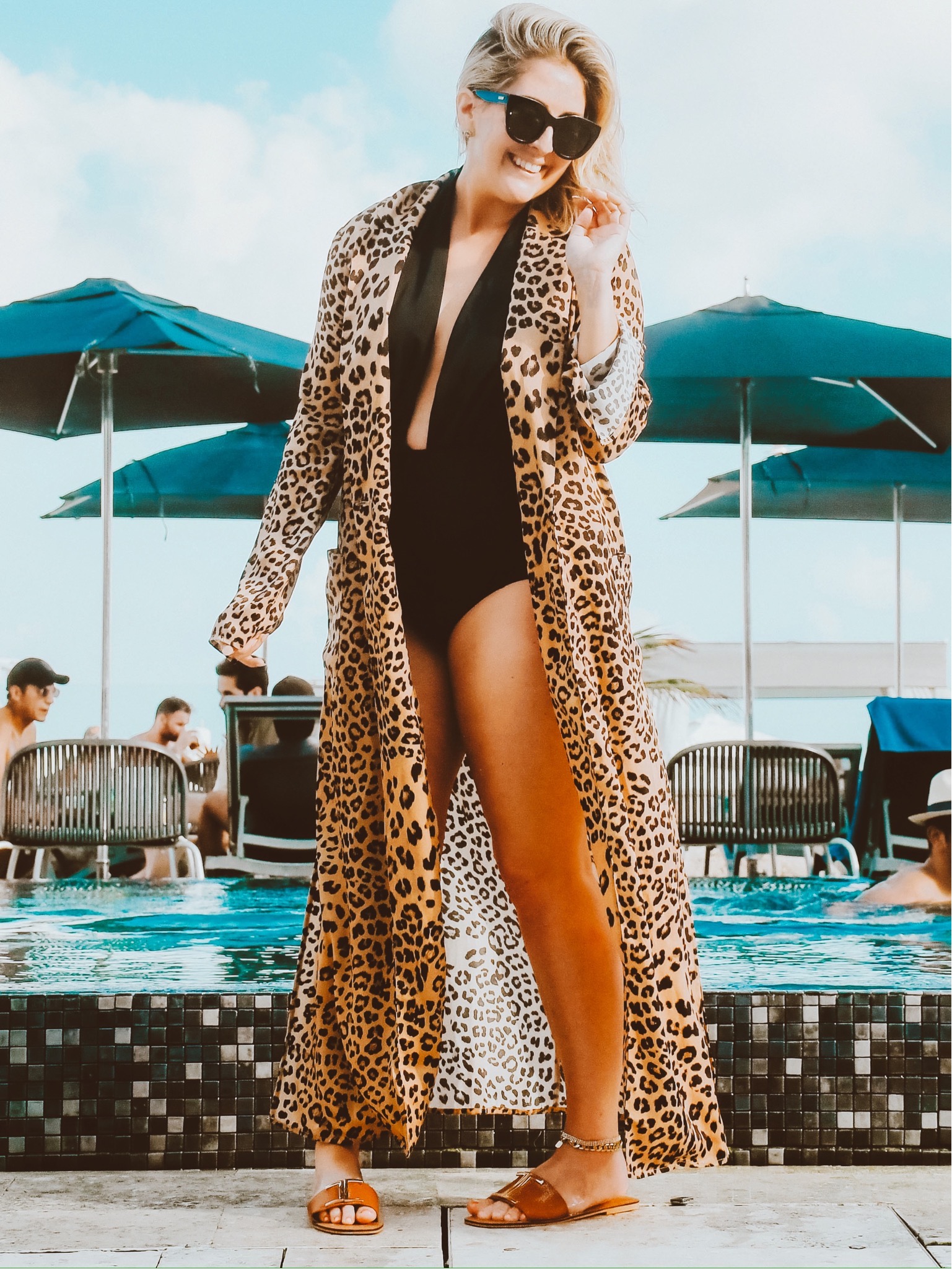 Fashion blogger KatWalkSF shares what she included in her Playa del Carmen 2020 Packing List, Amazon Swimsuit, Leopard Duster, KatWalkSF
