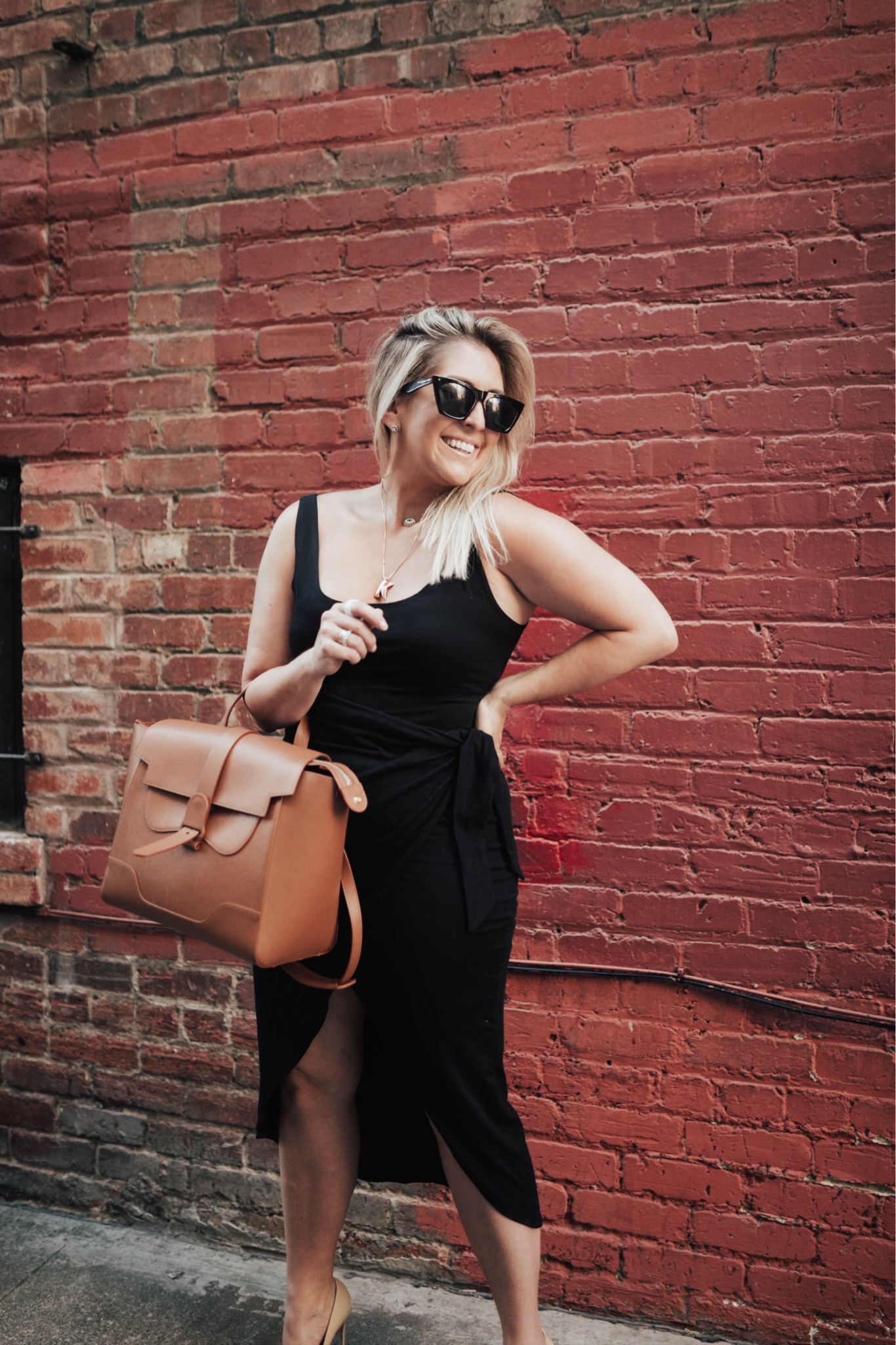 Fashion and Curvy Blogger KatWalkSF wears the Reformation Kaila Wrap Style Jersey Dress
