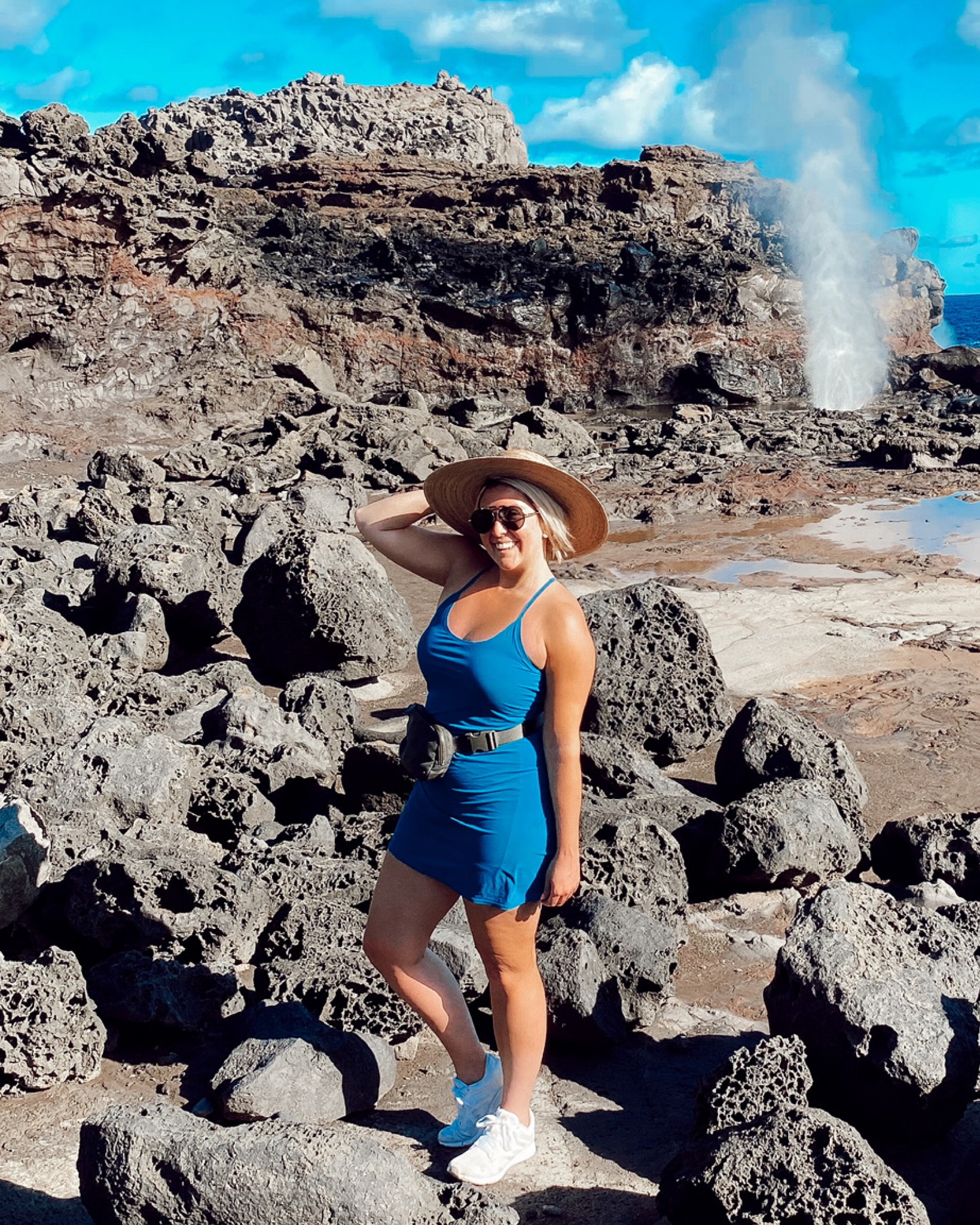 Fashion blogger KatWalkSF wears the Outdoor Voices Exercise Dress in Hawaii