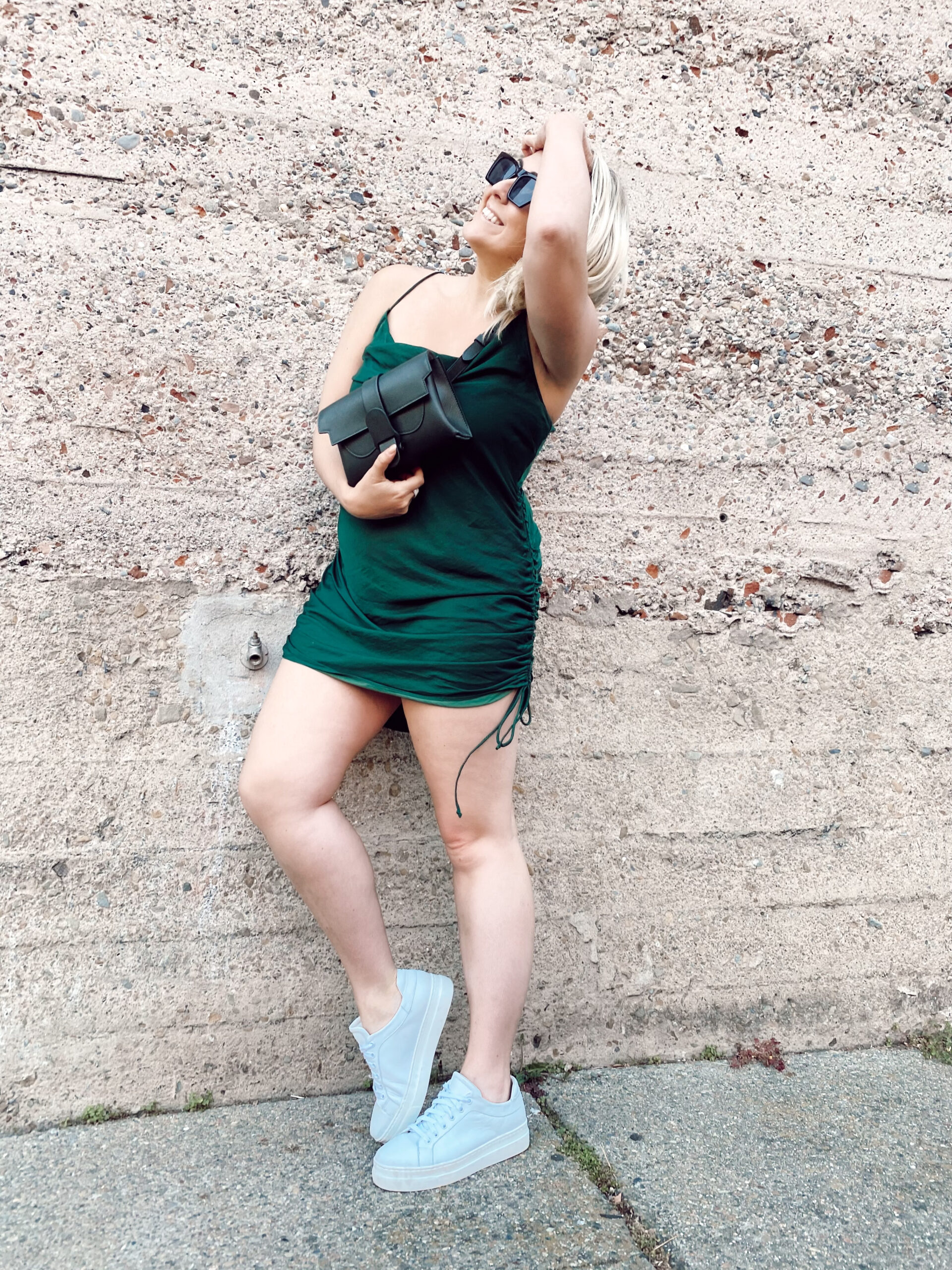 San Francisco fashion and lifestyle blogger KatWalkSF wears the $68 free people slip dress in San Francisco