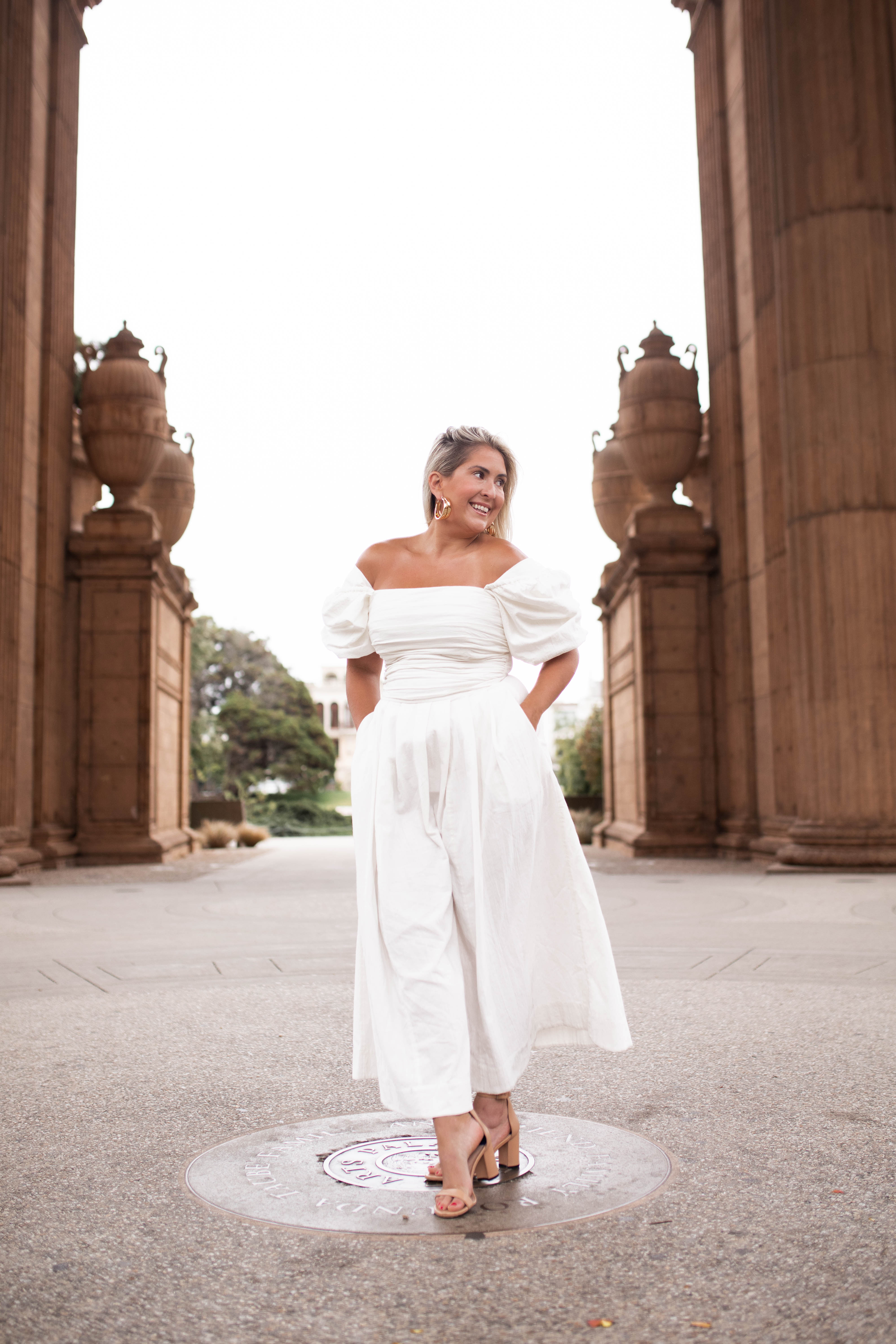 KatWalkSF wearing the Free People Ruched Dress at the Palace of Fine Arts.