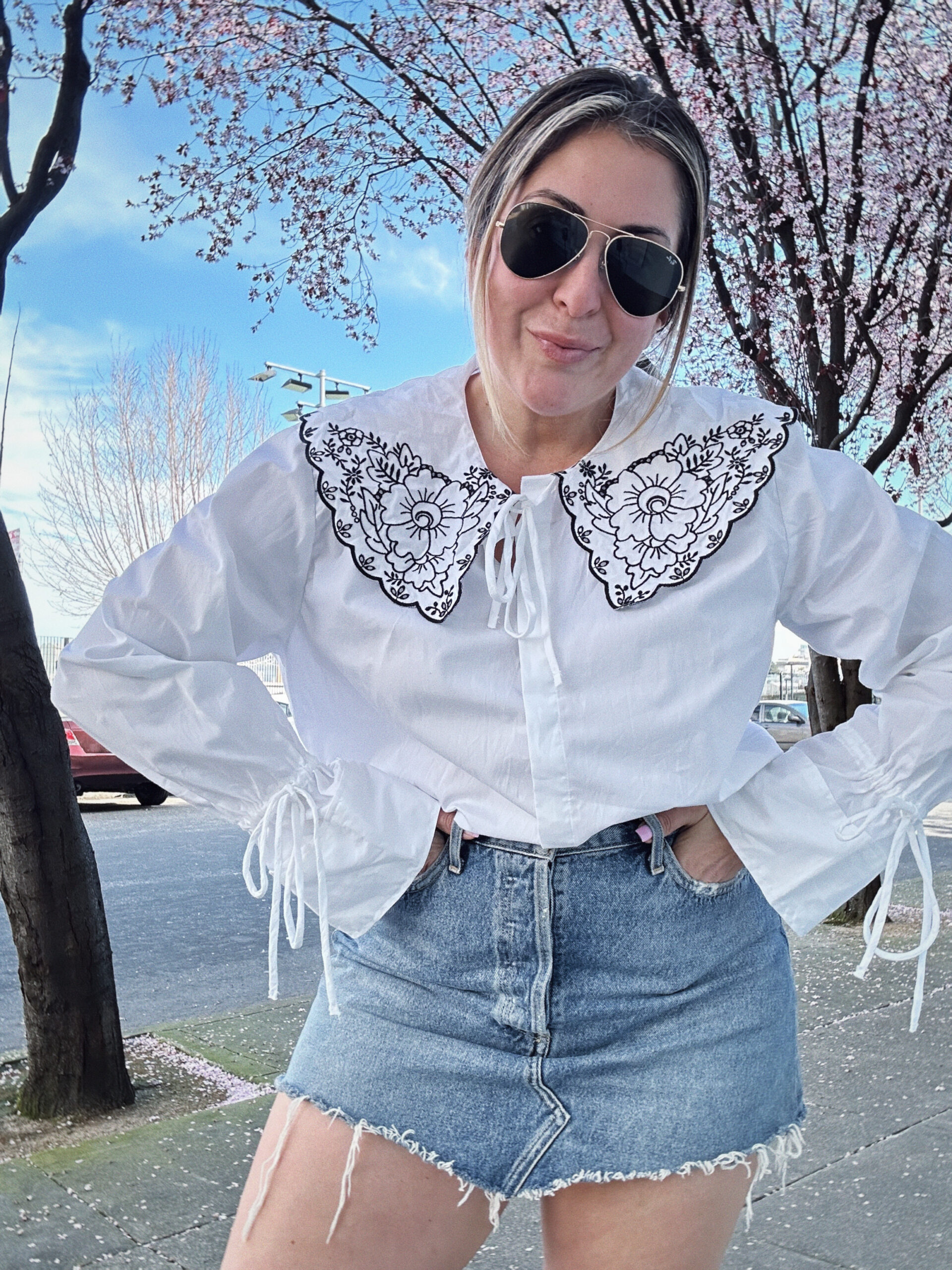 Poplin Blouse with Eyelet Embroidery, H&M, Viral Top
