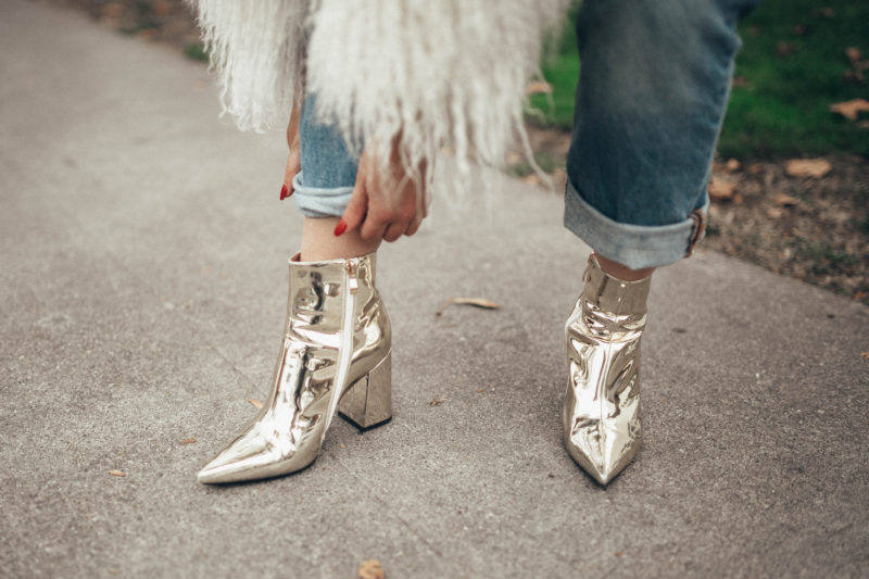 SOTD, Shoes of the day, Public Desire, Public Desire UK, Street Style, Lookbook, Trendy Shoes, Stylist, KatWalkSF, Kat Ensign, Fashionista, Fashion Diaries, Gold Boots, White Boots, Top San Francisco, Fall Fashion, Winter Bootsa