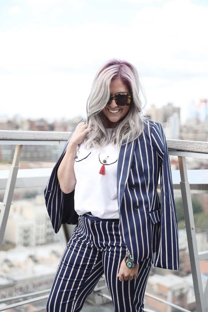 Kat Ensign, Kathleen Ensign, KatWalkSF, Never Fully Dressed, Karen Walker, NYFW, BR, NYC, Style Blogger, Trend Alert, Fall Fashion, Purple Hair, Silver Hair, Rooftop, Liketoknow.it heart wall, San Francisco Blogger